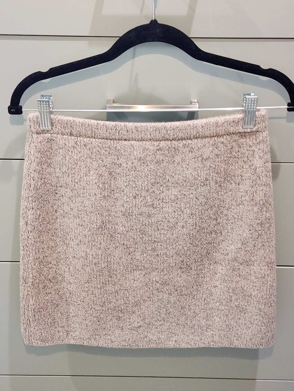 Zara Wool Blend Beige Knit Mini Skirt